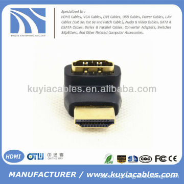 Mini HDMI de 90 graus para o macho do conector do adaptador de HDMI a fêmea